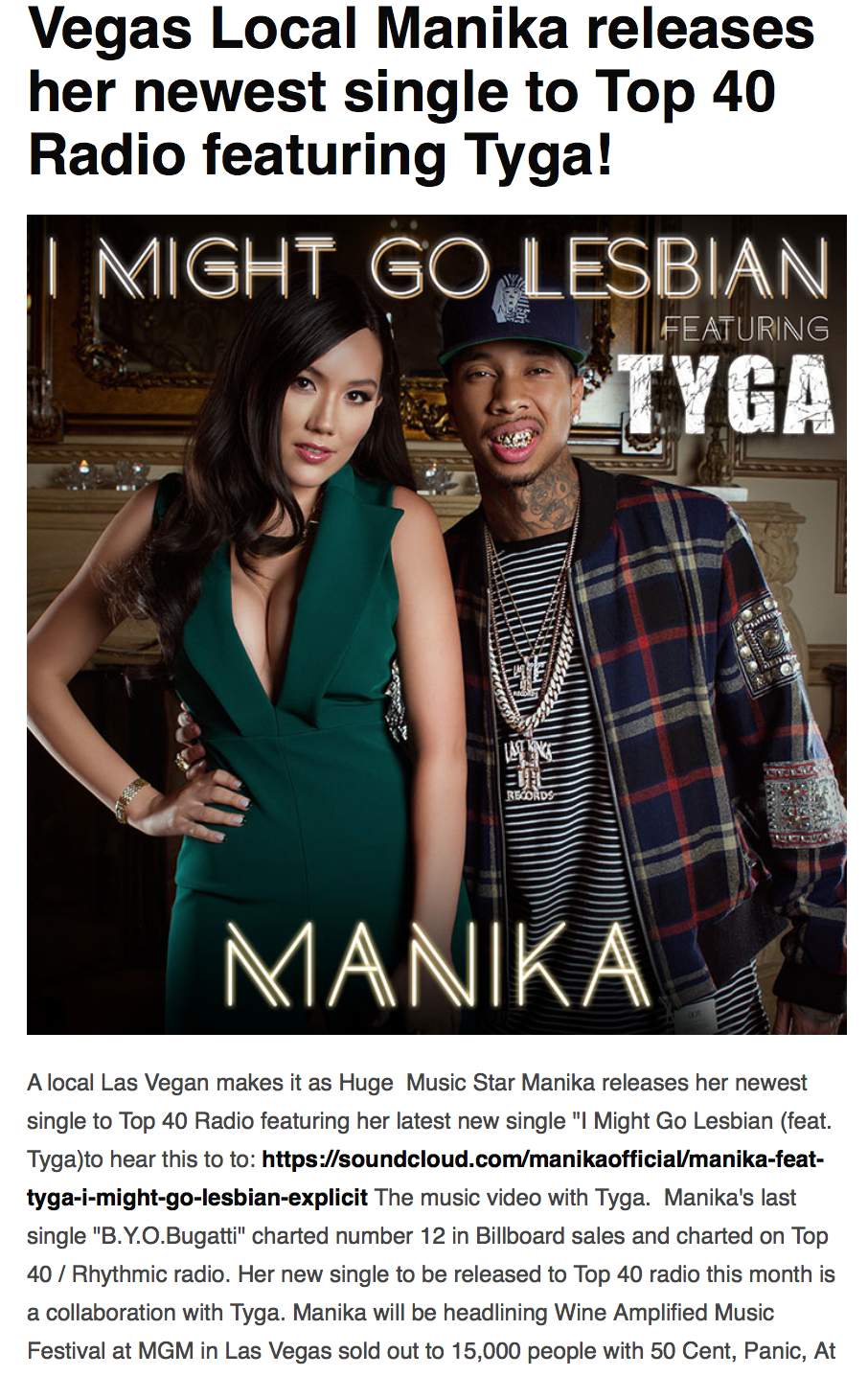 Vegas Scene Magazine Features Manika and Tyga